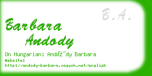 barbara andody business card